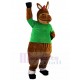 Âne brun costume de mascotte avec chemise verte Animal