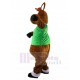 Brauner Esel Maskottchen Kostüm mit grünem Hemd Tier