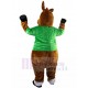 Brown Donkey Mascot Costume with Green Shirt Animal