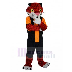 Serious Orange Tiger Mascot Costume in Jersey Animal