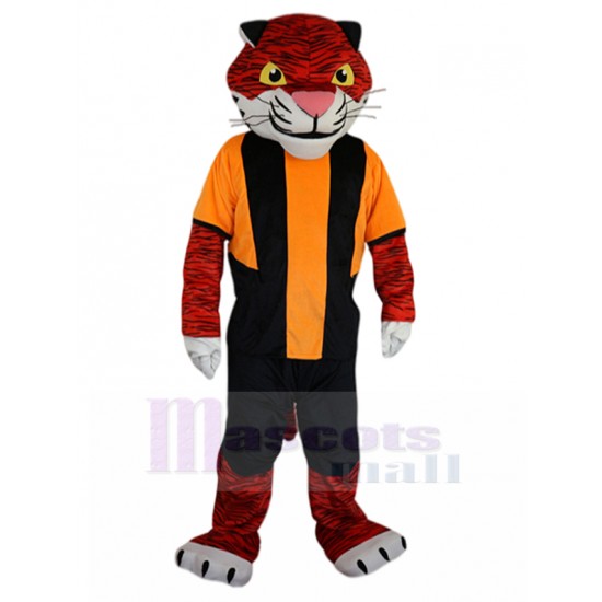 Sérieuse Tigre orange Costume de mascotte à Jersey Animal