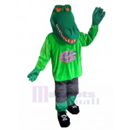 Grünes Krokodil Maskottchen Kostüm im grünen Hemd Tier