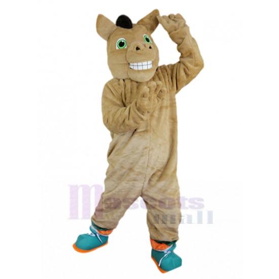 Souriant Cheval Kaki Costume de mascotte Animal