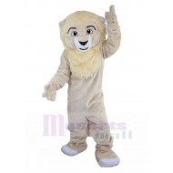 Furry Beige Lion Mascot Costume with Luxuriant Bristle Animal
