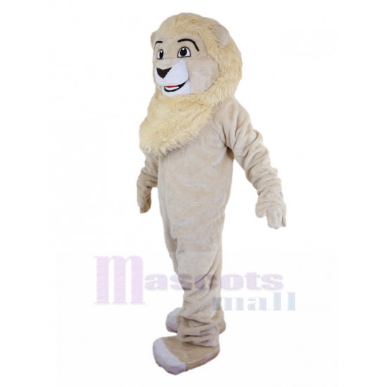 Lion à fourrure beige Costume de mascotte avec soies luxueuses Animal