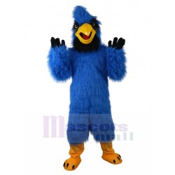 Pelzig Blauer Adler Maskottchen Kostüm mit schwarzem Gesicht Tier