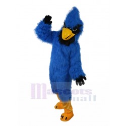 Pelzig Blauer Adler Maskottchen Kostüm mit schwarzem Gesicht Tier