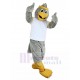Énergique Oiseau gris Costume de mascotte avec bandeau jaune Animal