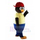 Frio pingüino negro Disfraz de mascota con gorra roja Animal