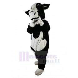 Cheerful Black and White Dairy Cow Mascot Costume Animal
