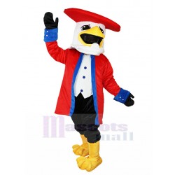Captain White Head Falcon Mascot Costume in Red Suit Animal