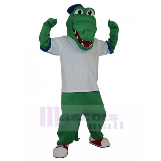 Content Alligator vert Mascotte Costume en costume de baseball Animal