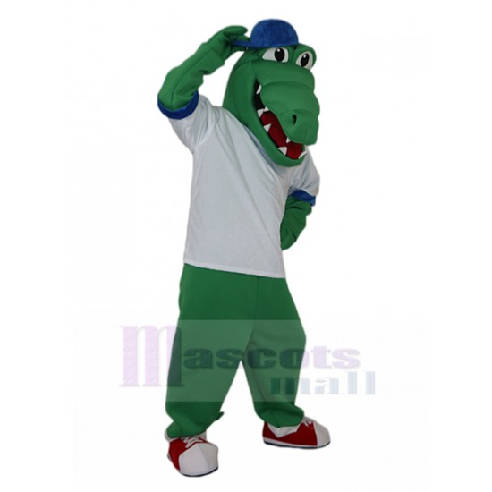 Froh Grüner Alligator Maskottchen-Kostüm im Baseballanzug Tier