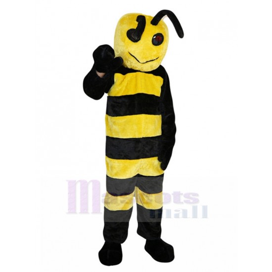 Unsmiling Black and Yellow Bee Mascot Costume Insect
