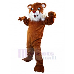 Brown Tiger Mascot Costume with Long White Beard Animal