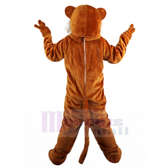 Brown Tiger Mascot Costume with Long White Beard Animal