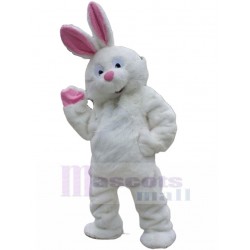 Furry White Rabbit Easter Bunny Mascot Costume Animal