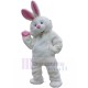 Peludo conejo blanco conejo de Pascua Disfraz de mascota Animal