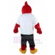 Herrlich roter Vogel Maskottchen Kostüm im weißen Hemd Tier