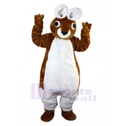 Brown and White Rabbit Mascot Costume with Short Ears Animal