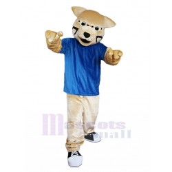 Sport Wildcat Mascot Costume with Blue Shirt Animal