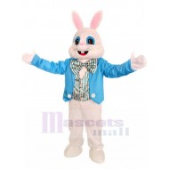 Easter Rabbit Bunny Rabbit Mascot Costume in Blue Jacket Adult Size Fancy Dress