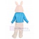 Easter Rabbit Bunny Rabbit Mascot Costume in Blue Jacket Adult Size Fancy Dress