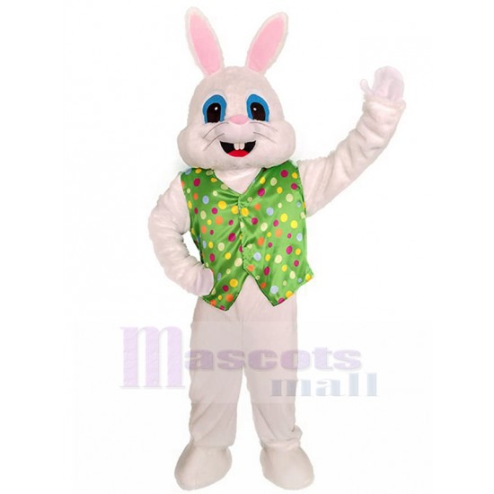 Easter Rabbit Bunny Rabbit Mascot Costume in Green Vest Adult Size Fancy Dress