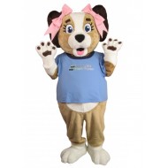 Brown and White Puppy Beagle Dog Mascot Costume in Blue T-shirt Animal