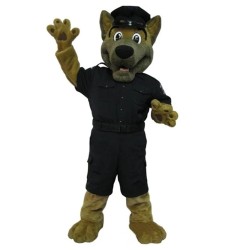 Costume de mascotte de chien de berger allemand avec un animal uniforme de police noir