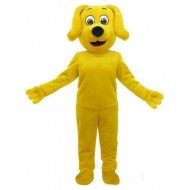 Smiling Yellow Dog Mascot Costume with Drooping Ears