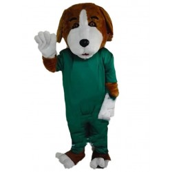 Braun-weißes Beagle-Hundemaskottchen-Kostüm mit OP-Kleid Tier
