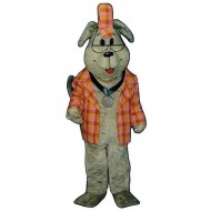 Inspektor Hundemaskottchen Kostüm in Orange Schottisches Muster Anzug Tier