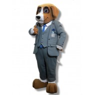 Costume de mascotte de chien Beagle d'officier de justice avec un animal de costume gris