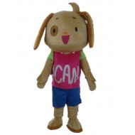 Lady Dog Mascot Costume with Pink T-shirt Animal
