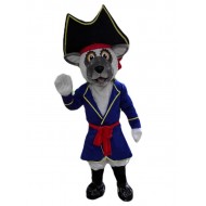 Ravissant costume de mascotte de bouledogue français gris en costume de pirate animal