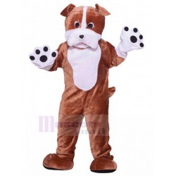 Disfraz de mascota de bulldog británico marrón y blanco de felpa Animal