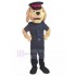 Disfraz de mascota de perro policía labrador marrón en uniforme azul marino