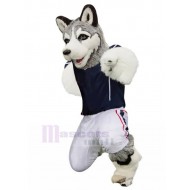 Disfraz de mascota de perro husky gris peludo en Jersey Animal