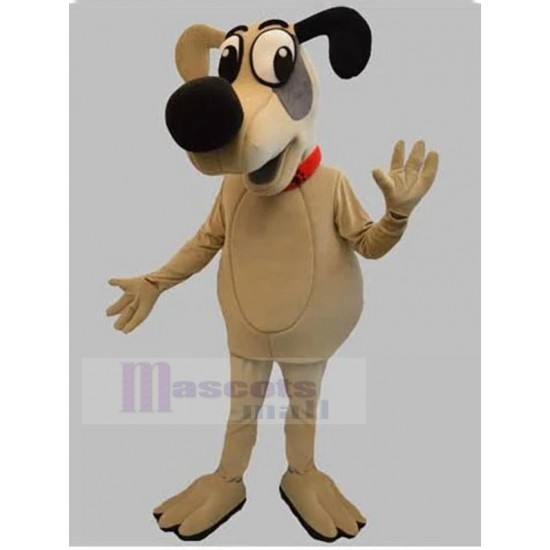 Perro de dibujos animados beige Disfraz de mascota con animal de nariz negra grande