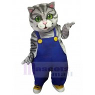 Chat américain à poil court Costume de mascotte Animal en salopette bleue