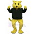 Gelber Rotluchs Maskottchen Kostüm Tier im schwarzen Pullover