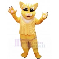 Gelbe Katze Maskottchen Kostüm mit weißer Mähne Tier