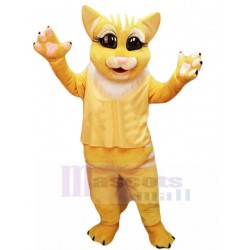 Yellow Cat Mascot Costume with White Mane Animal