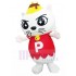 blanche Pudding Costume de mascotte de chat avec chemise rouge Animal