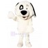 Disfraz de mascota de perro blanco de orejas largas con animal de ojo morado