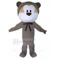 Cute White and Beige Dog Mascot Costume with Gray Bear Suit Animal