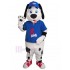 Black Spotted Dalmatian Dog Mascot Costume with Blue Suit Animal