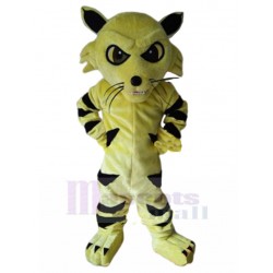 Yellow Wildcat Mascot Costume with Black Stripe Animal
