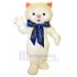 Peludo Gato blanco Disfraz de mascota con Blue Ribbon Animal